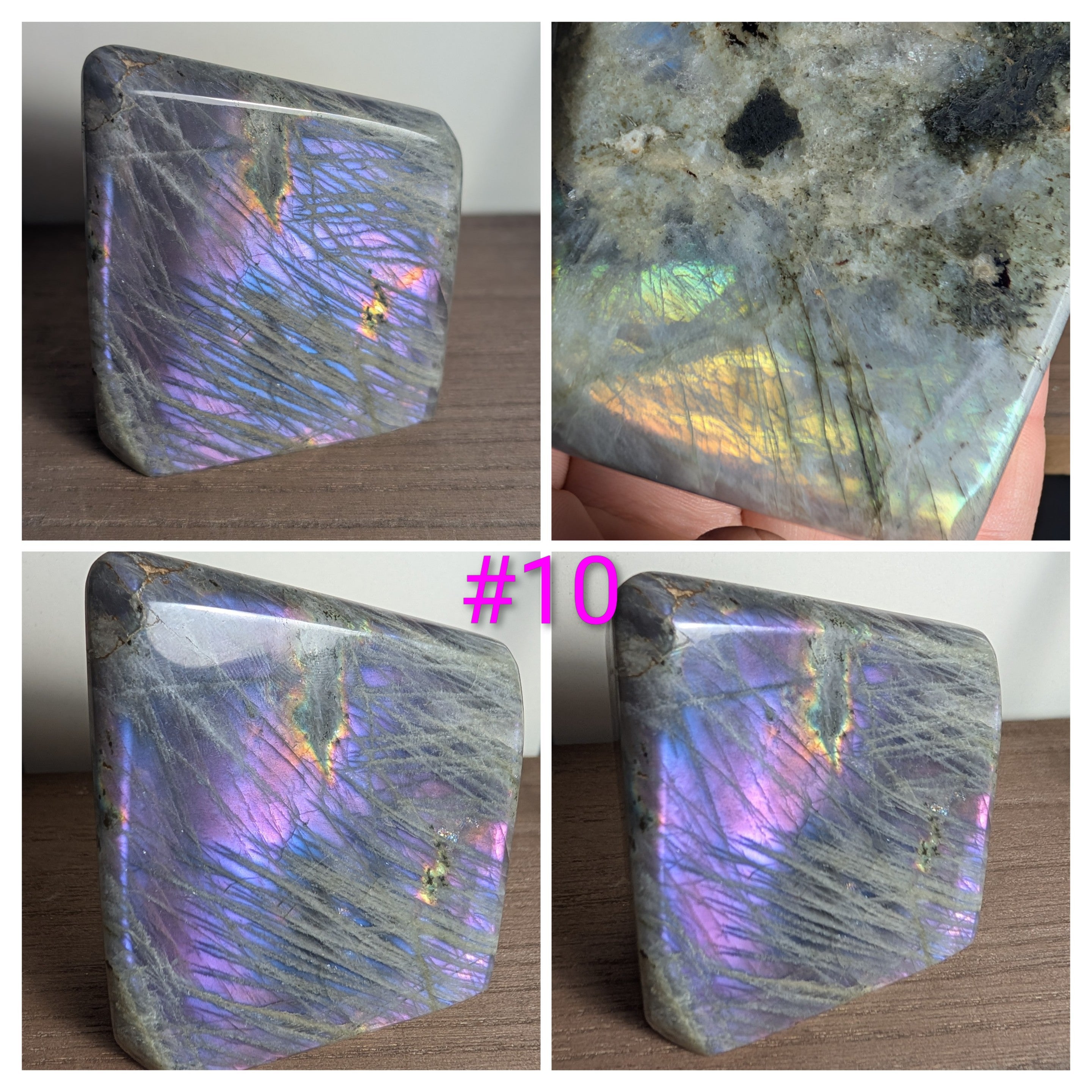 Polished Labradorite freeform crystal from Syn's Crystal Co, showcasing its iridescent flash and smooth, natural shape for intuition and protection.