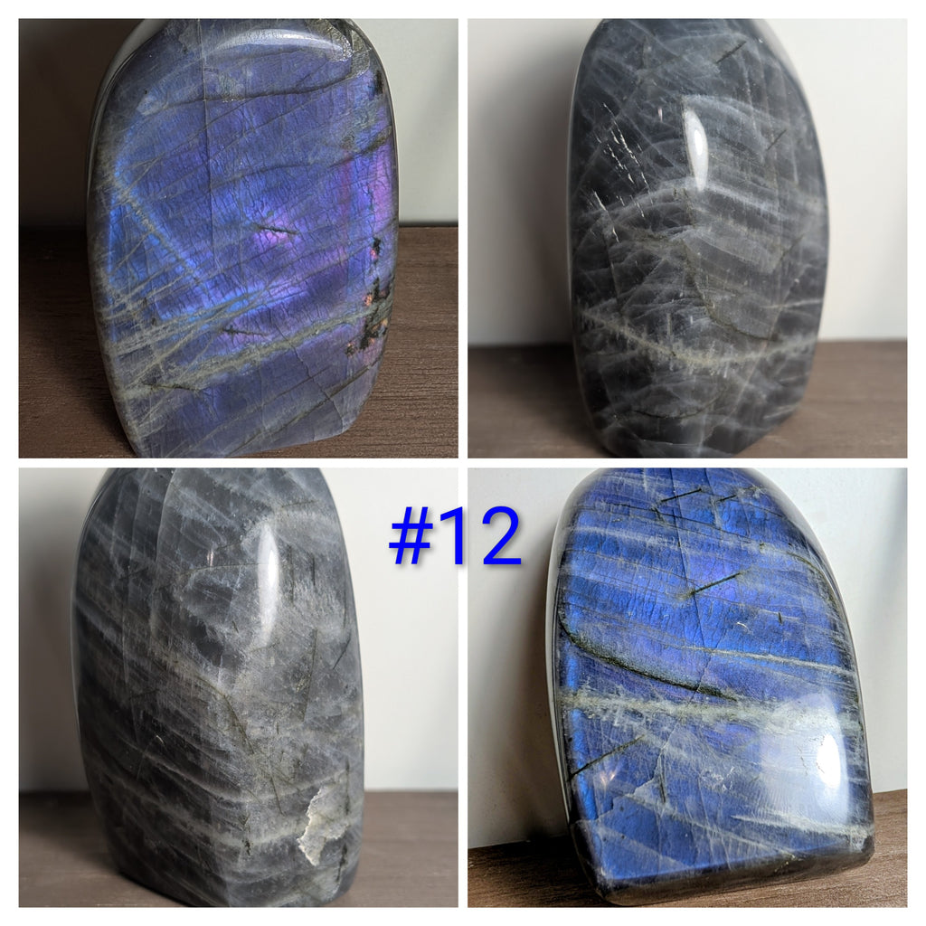 Polished Labradorite freeform crystal from Syn's Crystal Co showcasing vibrant flash and iridescent colors for intuition and protection.