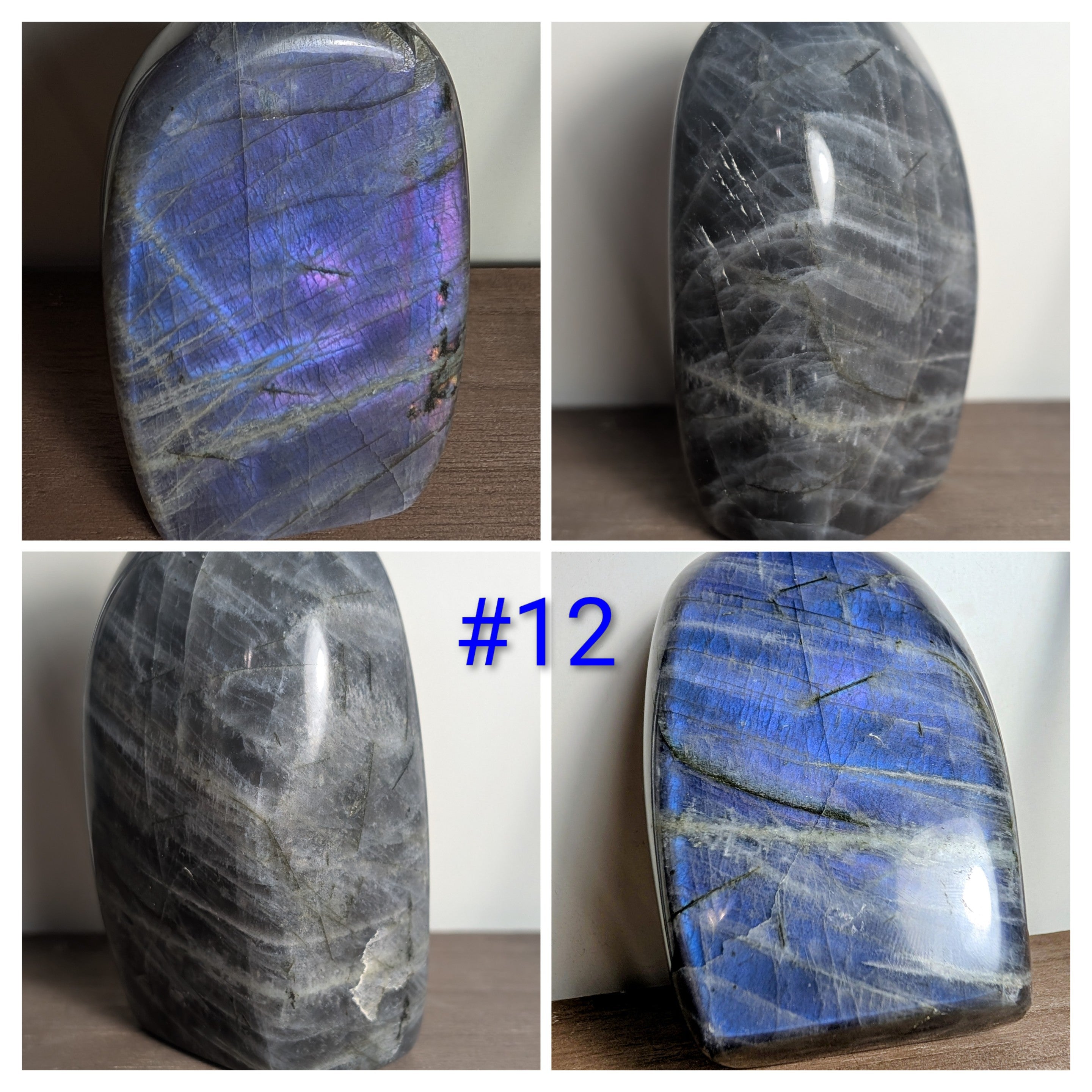 Polished Labradorite freeform crystal from Syn's Crystal Co showcasing vibrant flash and iridescent colors for intuition and protection.