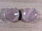 Teddy bear head-shaped rose quartz bowl from Syn's Crystal Co, featuring smooth pink crystal with detailed bear facial features.