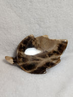 Chocolate Calcite Leaf crystal from Syn's Crystal Co, featuring a polished chocolate brown calcite leaf with natural vein details.