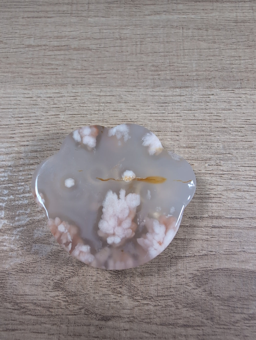Flower Agate bowl with paw print and floral design, showcasing vibrant colors and intricate patterns, perfect for decorative display.