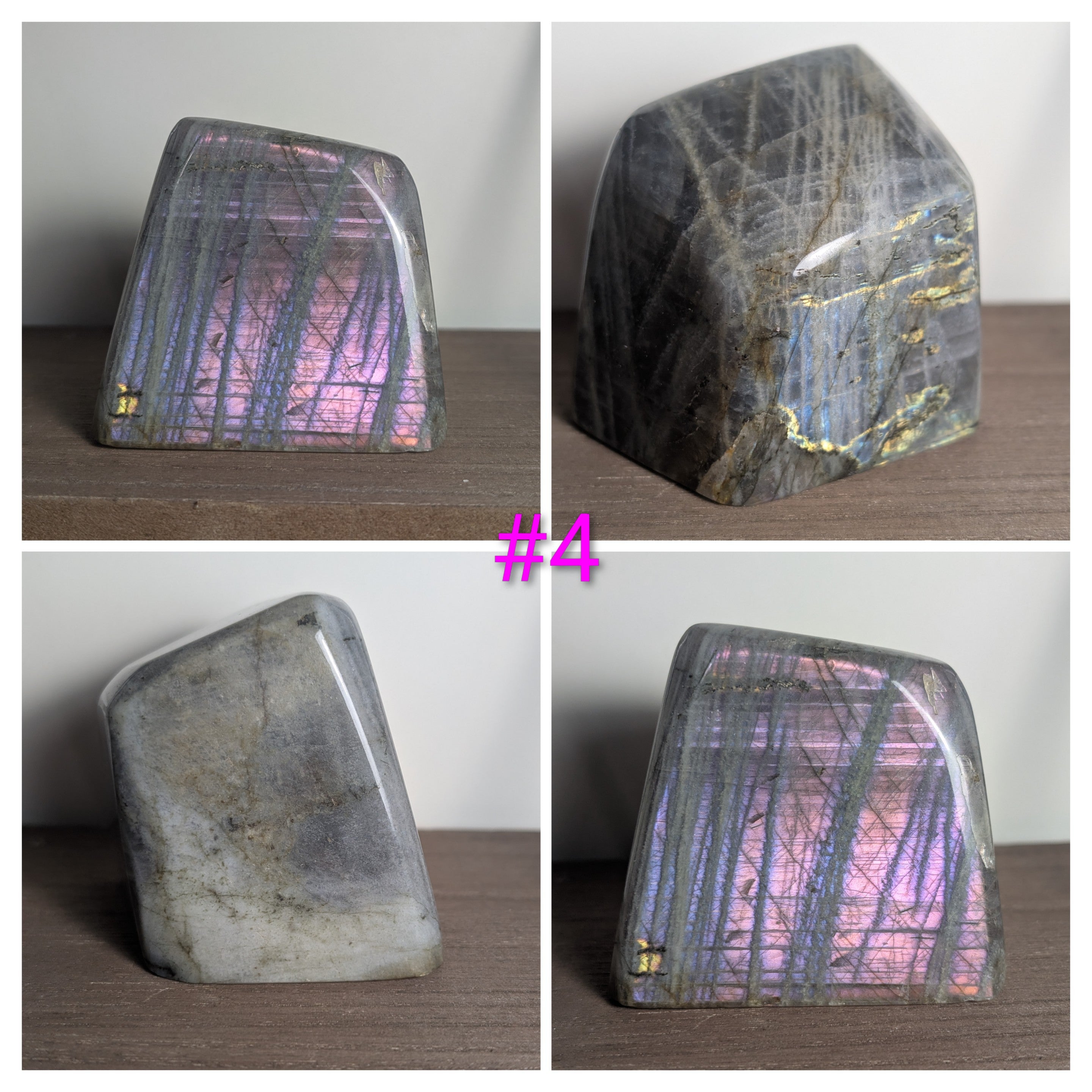 Polished Labradorite freeform crystal from Syn's Crystal Co showing iridescent flash and smooth, natural shape for intuition and protection.