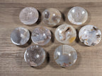 Round Flower Agate bowl by Syn's Crystal Co featuring vibrant flower patterns and smooth polished surface.