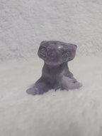 Mini Mew Pokemon carving from Syn's Crystal Co, featuring detailed crystal craftsmanship on a small, colorful figurine.