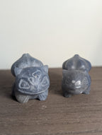 Hand-carved Bulbasaur crystal figurine by Syn's Crystal Co, showcasing detailed gemstone craftsmanship for nature and heart chakra.