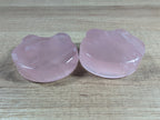 Rose quartz Teddy Bear head shaped bowl from Syn's Crystal Co, featuring smooth pink stone and detailed bear design.