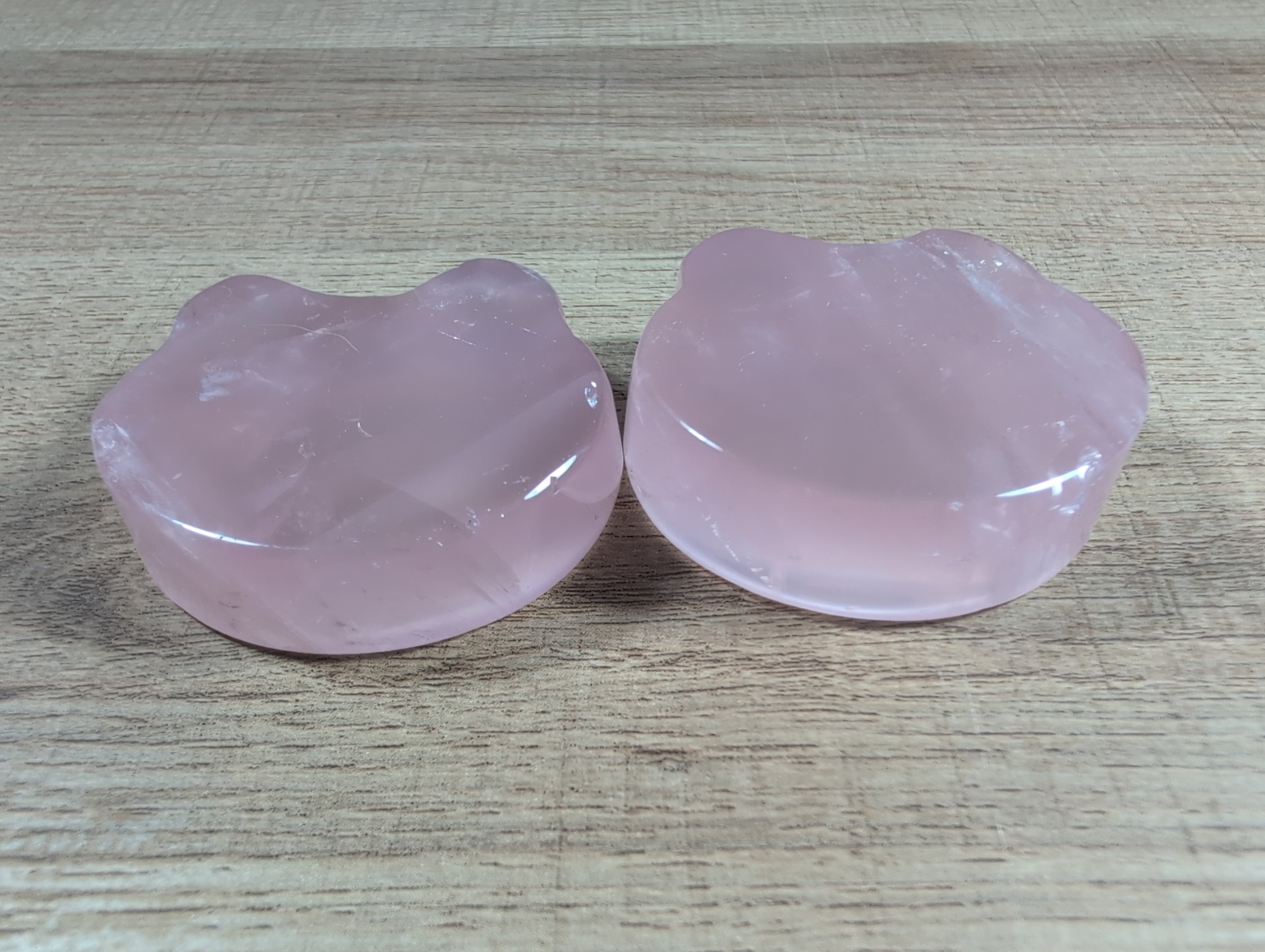Rose quartz Teddy Bear head shaped bowl from Syn's Crystal Co, featuring smooth pink stone and detailed bear design.