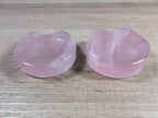 Rose quartz teddy bear head-shaped bowl from Syn's Crystal Co, featuring a smooth, polished pink gemstone with detailed bear facial features.