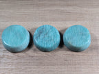 Round Amazonite bowl from Syn's Crystal Co, showcasing smooth, polished natural blue-green Amazonite stone with a rounded shape.