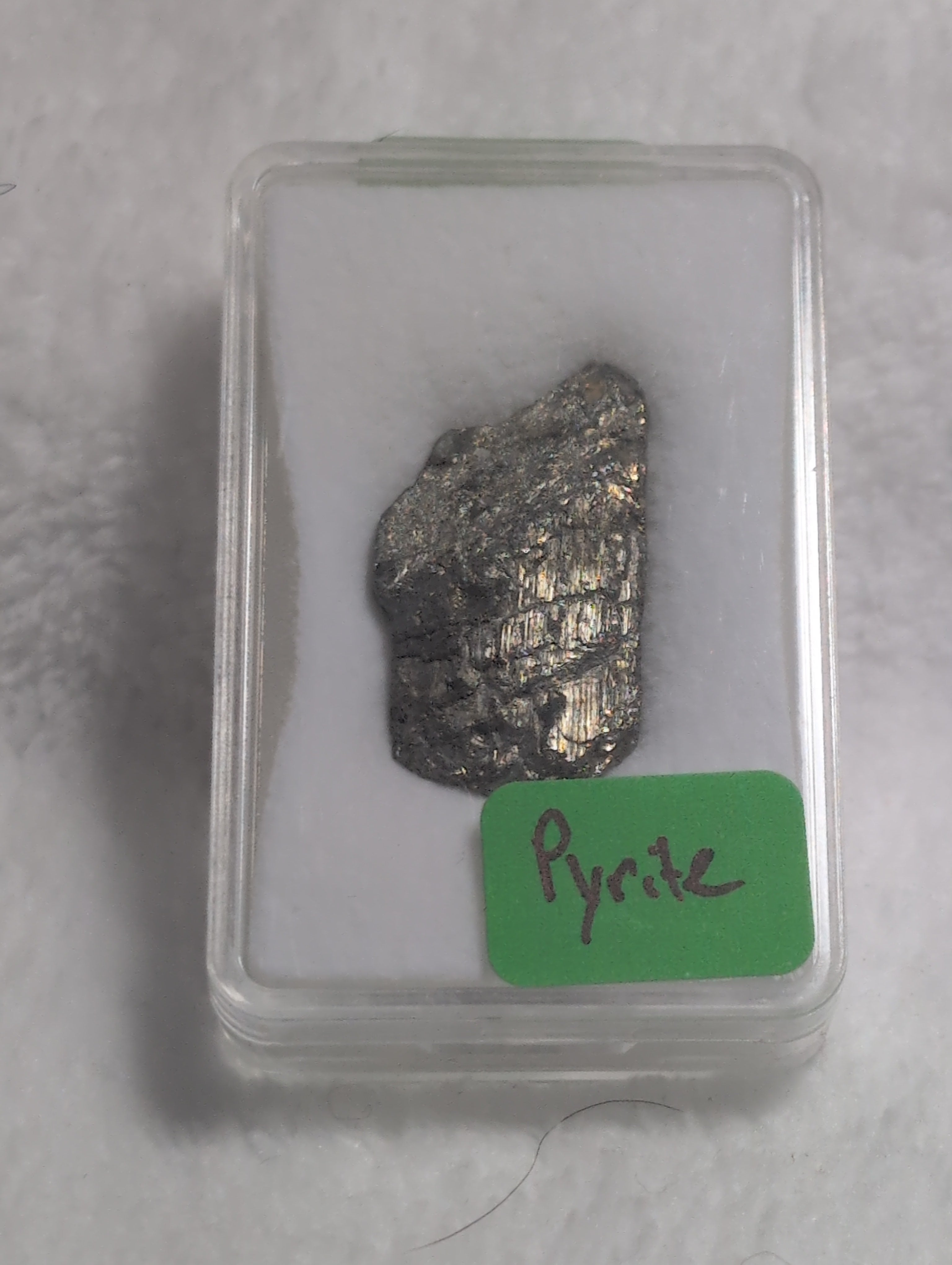 Small pyrite mineral specimen from Syn's Crystal Co, showcasing metallic gold crystals and natural rock formation.