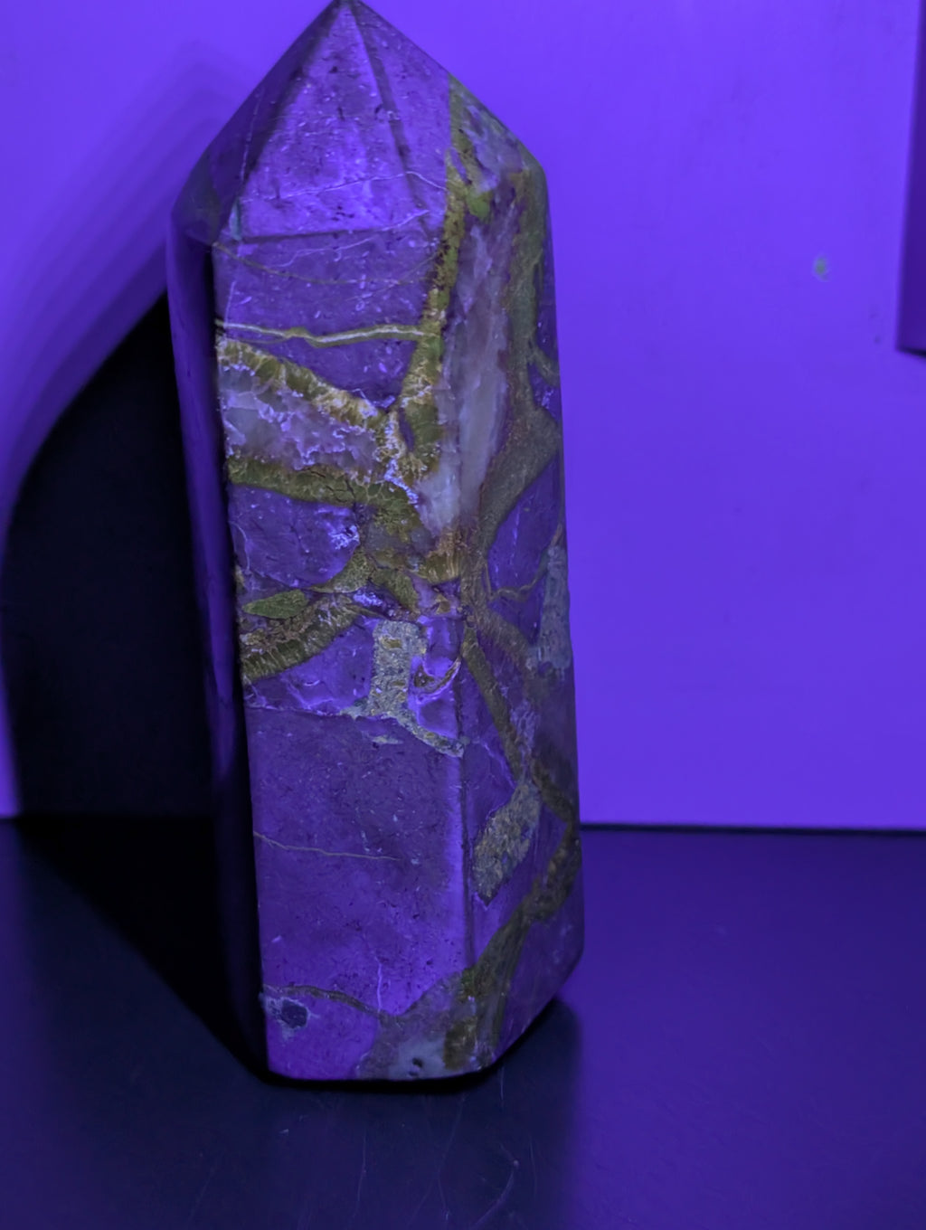 Septarian tower crystal from Syn's Crystal Co showing earthy brown and yellow mineral patterns with natural rough texture.