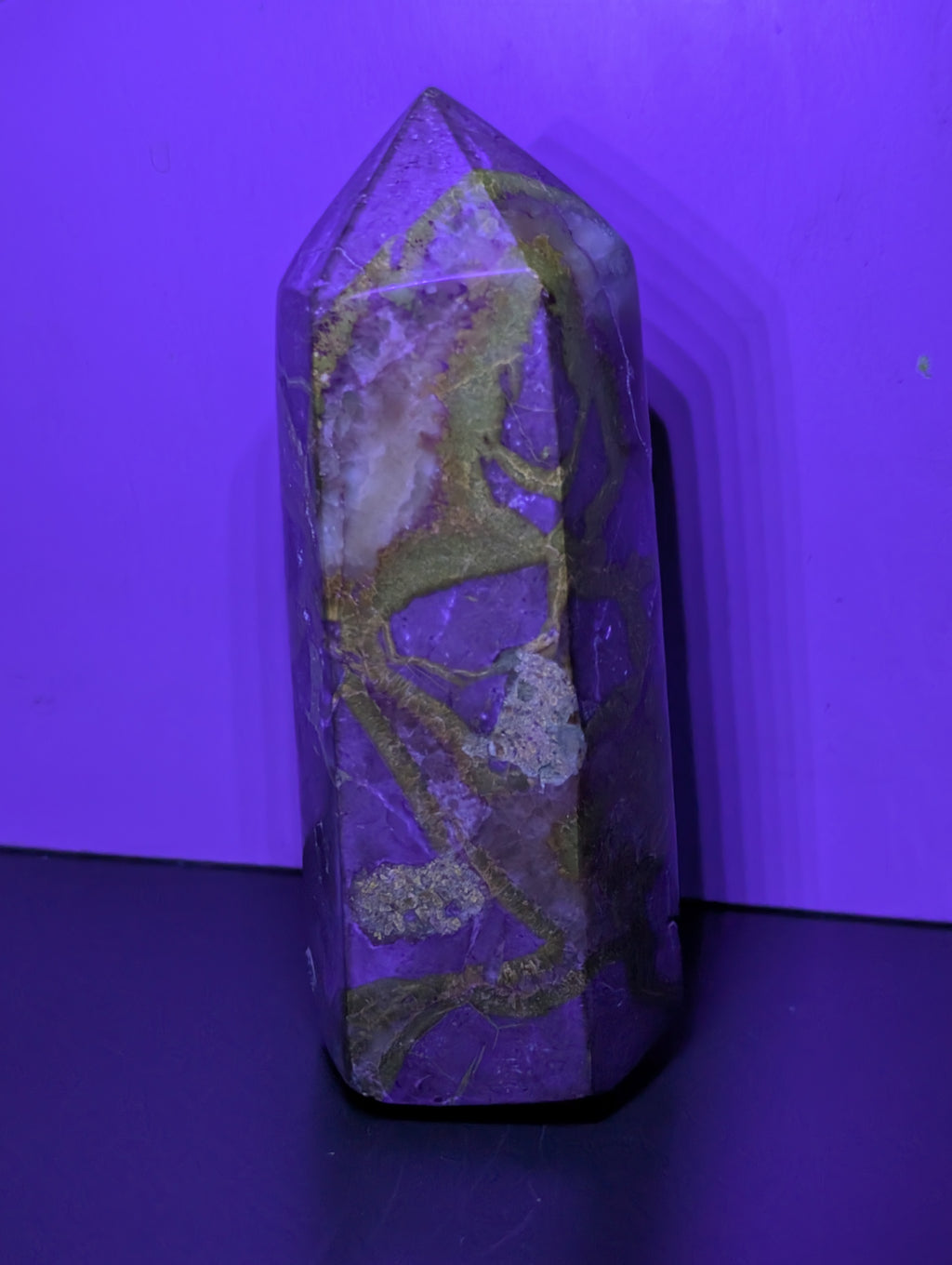 Septarian tower crystal from Syn's Crystal Co, showing a natural brown and yellow mineral formation with unique textured surface.