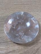Round Flower Agate Bowl from Syn's Crystal Co featuring vibrant flower patterns and smooth polished surface.