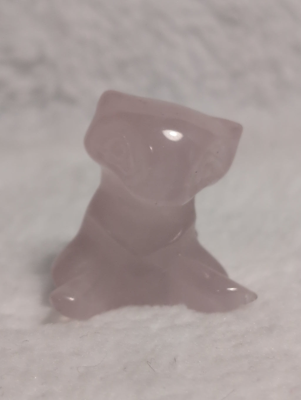 Mini Mew Pokemon carving by Syn's Crystal Co, detailed crystal sculpture featuring the iconic Psychic-type Pokémon.