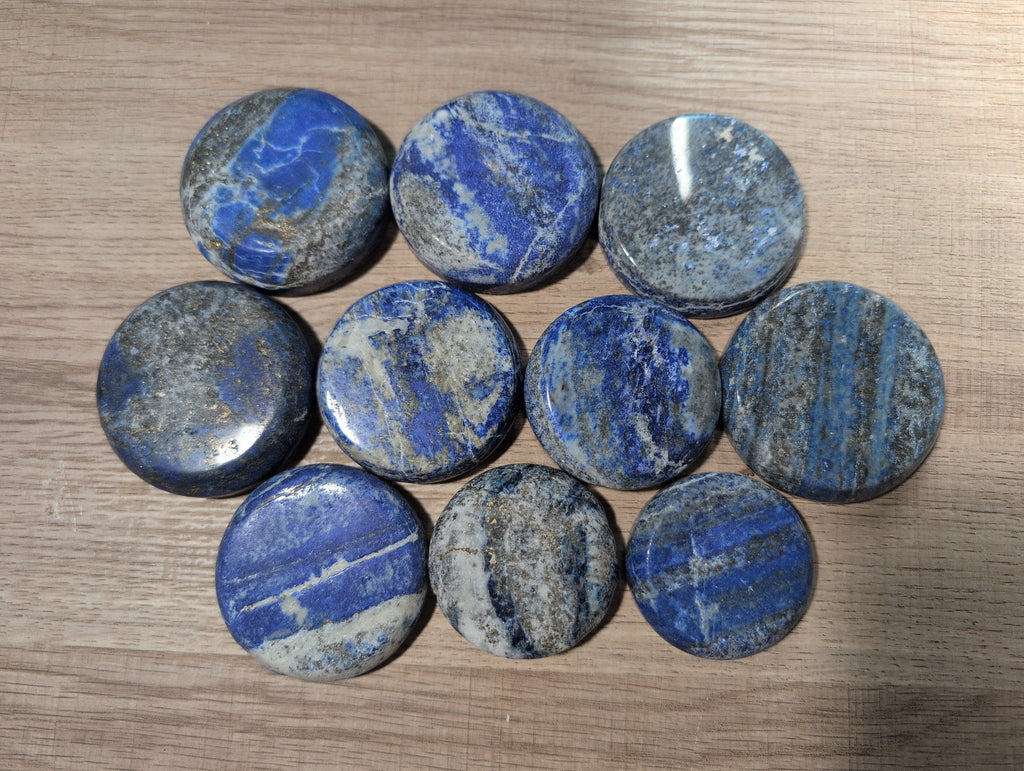 Lapis Lazuli crystal bowl by Syn's Crystal Co, showcasing deep blue gemstone with gold flecks, ideal for wisdom and chakra decor.
