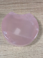Shaped rose quartz bowl by Syn's Crystal Co showcasing a smooth, polished pink gemstone bowl with gentle curves and natural stone texture.