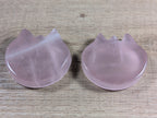 Cat-shaped rose quartz bowl from Syn's Crystal Co, featuring a smooth, pink gemstone surface with detailed cat design.