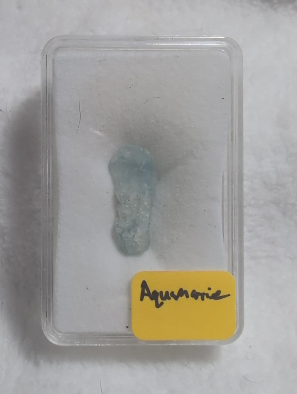 Natural aquamarine mini specimen from Syn's Crystal Co, featuring raw beryl crystal ideal for calm, clarity, and throat chakra healing.